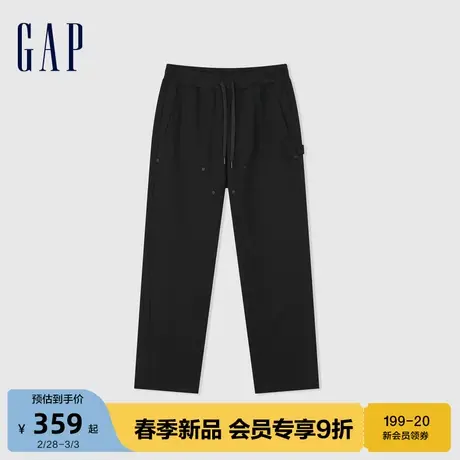 Gap男装2024春季新款纯棉重磅罗圈针织裤宽松伐木工休闲裤884797图片