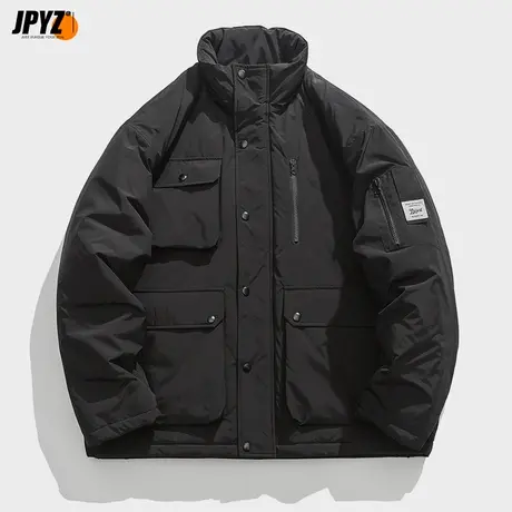 黑武士美式潮牌冲锋衣外套男春秋款加厚宽松机能风工装棉服夹克商品大图