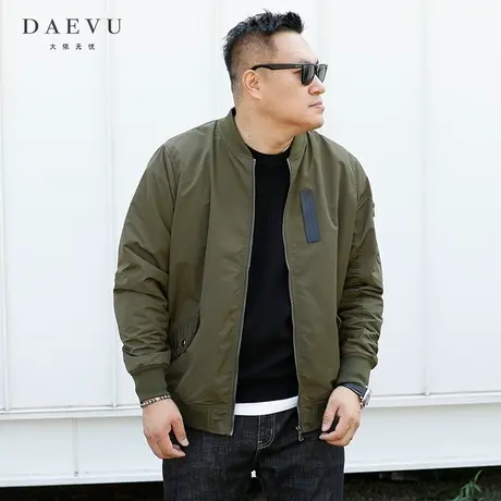 春秋新款棒球领宽松大号潮胖子加肥加大码男士短款飞行夹克外套商品大图