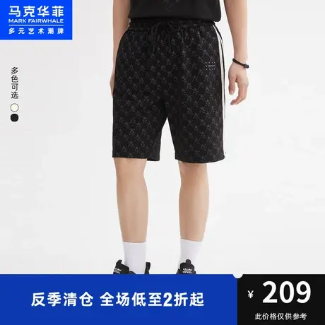 马克华菲鲸鱼老花满印短裤男23夏季新款撞色织带时尚休闲五分裤图片