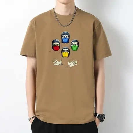 重磅纯棉短袖t恤男2023新款潮牌印花圆领上衣服夏季宽松全棉半袖商品大图