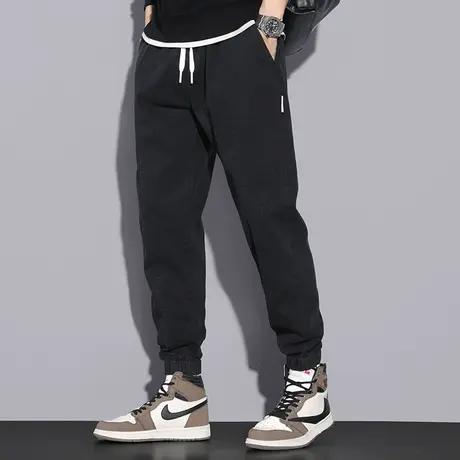 长裤子男秋冬款潮流宽松黑色休闲运动裤抽绳小脚束脚九分卫裤百搭商品大图