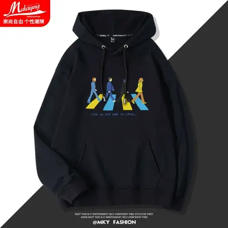 创意男士连帽卫衣男小众设计感2022新款春秋薄款套头宽松长袖外套图片