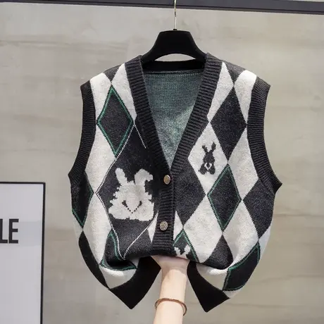 v领针织开衫马甲背心女2023秋装新款宽松外穿马夹外搭毛衣坎肩潮图片