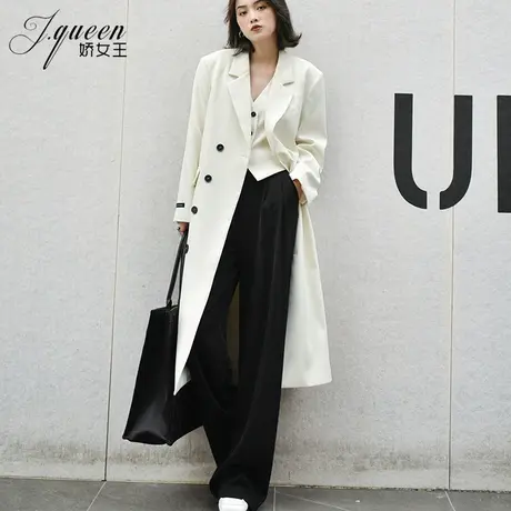 西装风衣外套女中长款2023秋季新款气质高级感单排扣宽松廓形大衣图片