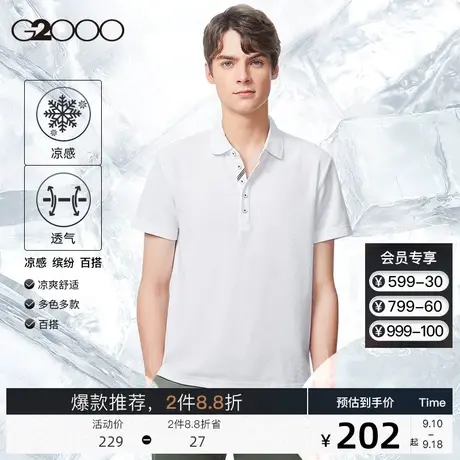 G2000男装 透气夏季新款商务休闲舒适透气T恤青年装纯色polo衫男图片