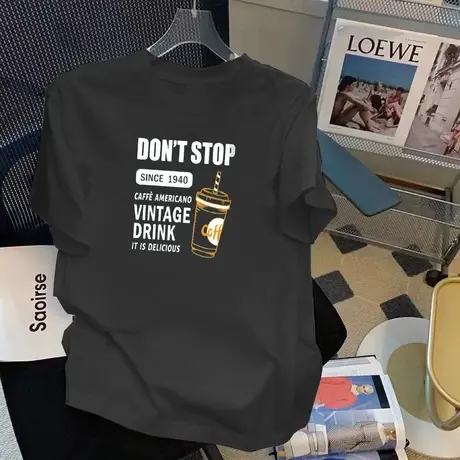 白色短袖t恤女2023年新款纯色夏季纯色宽松体恤t桖打底衫内搭上衣商品大图