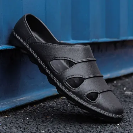 雨鞋男款夏季时尚潮钓鱼水鞋厨房防滑工地胶鞋劳保套鞋沙滩洞洞鞋商品大图