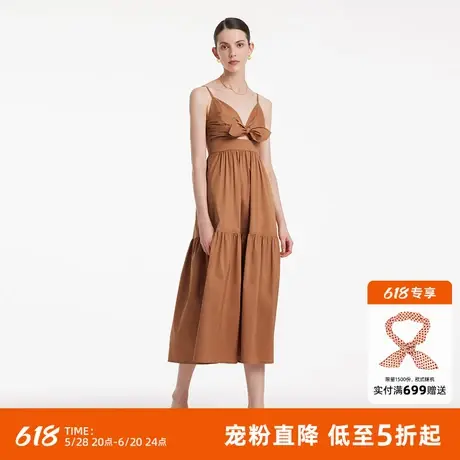 首降3折|歌莉娅吊带连衣裙女时尚夏季好看流行纯色无袖长裙图片