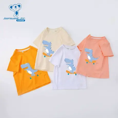 GD真维斯男童2025夏季新款卡通恐龙图案印花简约可爱百搭短袖T恤图片