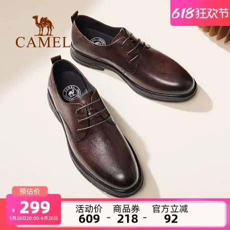 骆驼男鞋正装皮鞋2025春季新款复古真皮商务德比鞋休闲新郎婚鞋男商品大图