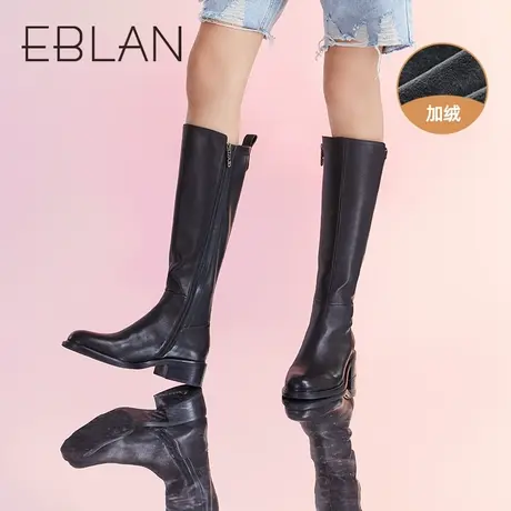 伊伴女鞋2022冬季新款骑士靴简约英伦气质长筒靴高筒时装靴图片