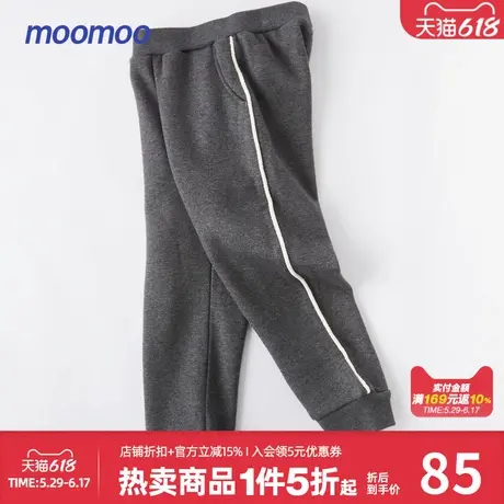 美特斯邦威童装女童云朵条纹萝卜裤冬新款儿童细腻加绒保暖休闲裤商品大图