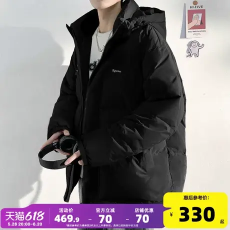 唐狮2024冬季新款羽绒服男装连帽加厚面包服短款宽松保暖外套潮流商品大图