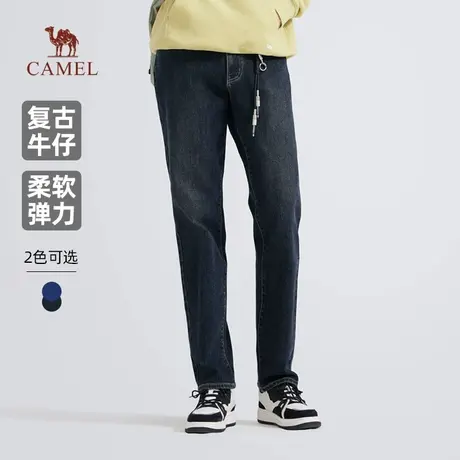 骆驼男装直筒牛仔裤男士2025新款春秋季水洗复古舒适弹力休闲长裤商品大图