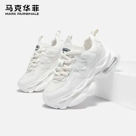 马克华菲男鞋夏季增高老爹鞋2025新款透气白色气垫休闲运动鞋男款商品大图
