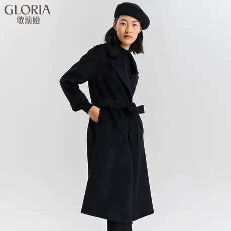 歌莉娅全山羊绒翻领大衣女秋冬季新款高级感中长款外套10CL6E57A商品大图