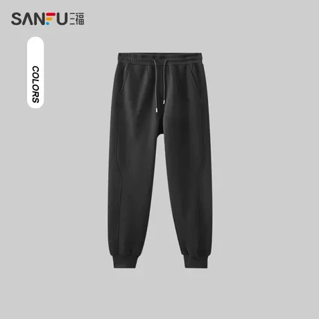 三福2023冬男士捆条运动风束脚针织裤 时尚宽松休闲长裤477628商品大图