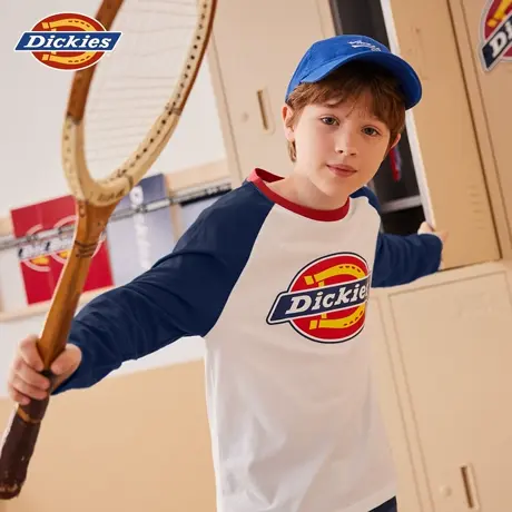 Dickies童装男童长袖t恤纯棉儿童春秋季潮牌插肩上衣男孩打底衫A商品大图