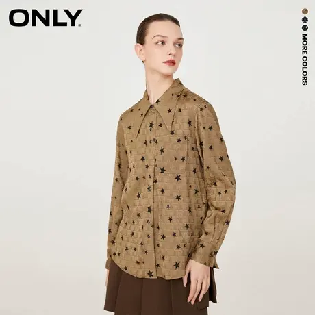[ONLY奥莱]时尚休闲百搭满印翻领衬衫女商品大图