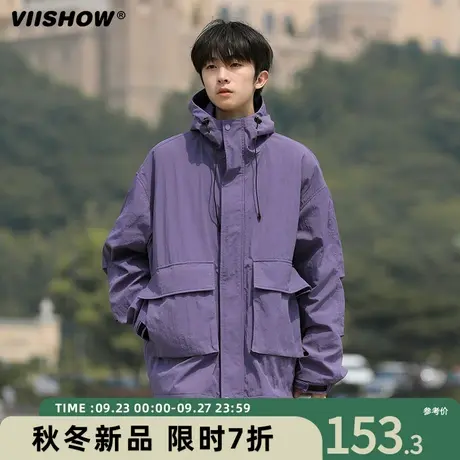 VIISHOW冲锋夹克男机能风外套秋季运动户外宽松夹克青少年登山服商品大图
