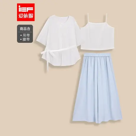 IEF/爱依服【大码女装】2025夏季新款文艺知性气质通勤风上下套裤图片