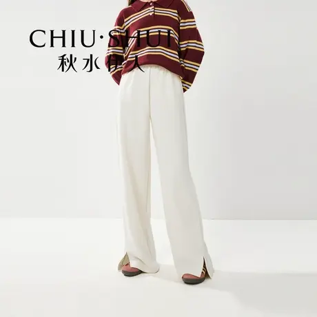【CC家居控】简约时尚微阔腿裤女春季柔软舒适松紧腰休闲裤商品大图