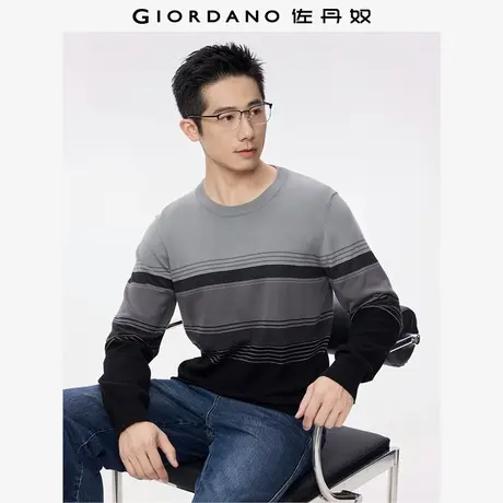 佐丹奴针织衫男装纯棉渐变条纹毛织套头针织衫 01055710商品大图