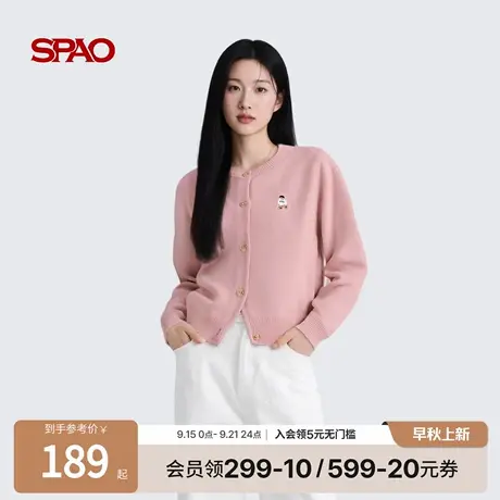 【WOODIE系列】SPAO韩国同款25年秋季新品女士时尚小熊针织开衫商品大图