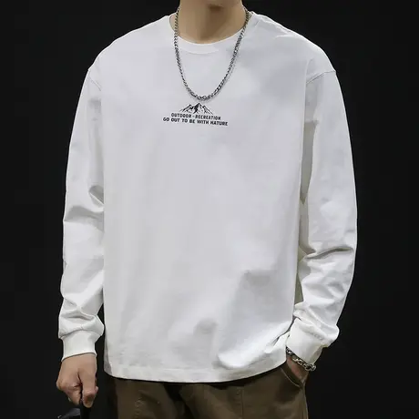 春秋长袖t恤男百搭潮牌宽松大码秋季2023新款男士内搭秋款衣服潮图片