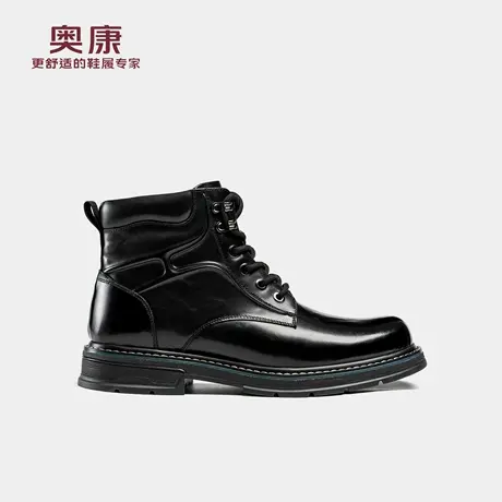 奥康 男鞋2025冬季新款马丁靴时尚酷炫真皮加绒保暖靴子门店发货商品大图