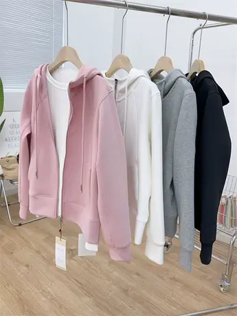 运动连帽外套女春秋冬小个子2023新款爆款卫衣拉链开衫休闲短上衣商品大图