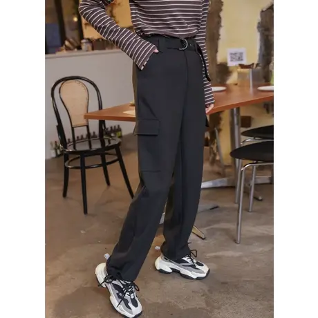 尔给新款秋冬设计感小众宽松休闲直筒日系工装裤小个子商品大图