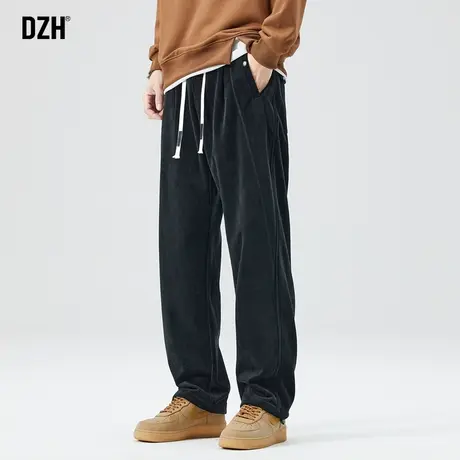 男士黑色灯芯绒男裤子春秋款2023年新款直筒休闲裤男款运动裤长裤商品大图