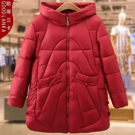 大码中老年冬季加厚连帽棉衣女宽松洋气妈妈装中长款羽绒棉服外套商品大图