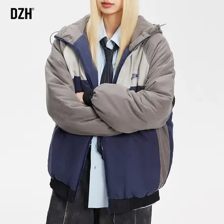 中性风拼接棉衣外套男冬季加厚潮高级感休闲连帽棉服男款情侣袄子商品大图