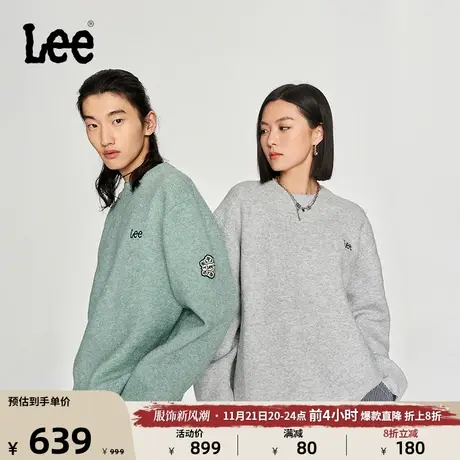 Lee韩国设计23秋冬新品宽松版多色圆领男女同款毛衣潮流LUT00638图片