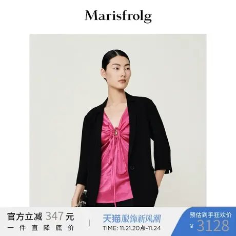 【职场干练系列】玛丝菲尔2022年秋季新款黑色小西服薄款西装外套商品大图