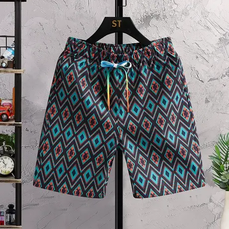 夏季中青男士运动短裤休闲沙滩裤宽松睡裤家居裤加肥加大休闲裤商品大图