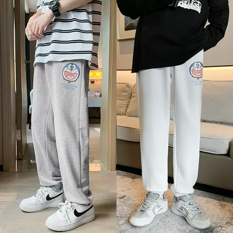 裤子男韩版港风休闲裤潮流春秋季运动卫裤宽松直筒百搭束脚长裤子图片