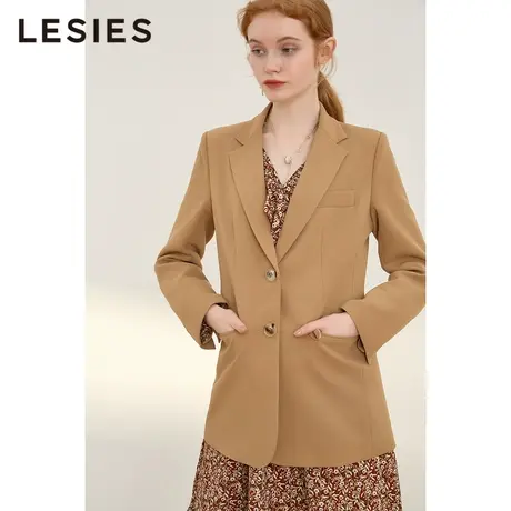 LESIES蓝色倾情春秋新款通勤简约单排扣高级感小西装外套西服图片