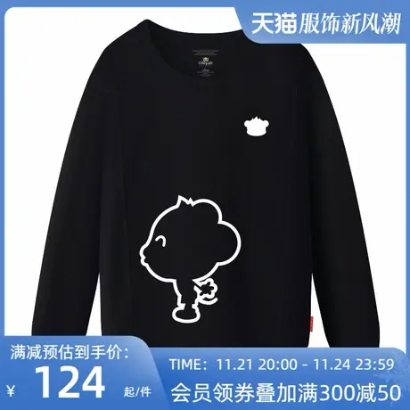 Ohlyah品牌2023新款卫衣女卡通新疆长绒棉加厚圆领套头无帽休闲商品大图