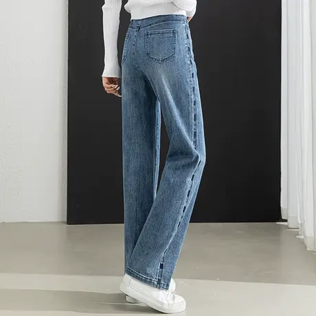 高腰窄版阔腿牛仔裤女2024年新款春夏薄款女裤宽松裤子拖地直筒裤图片