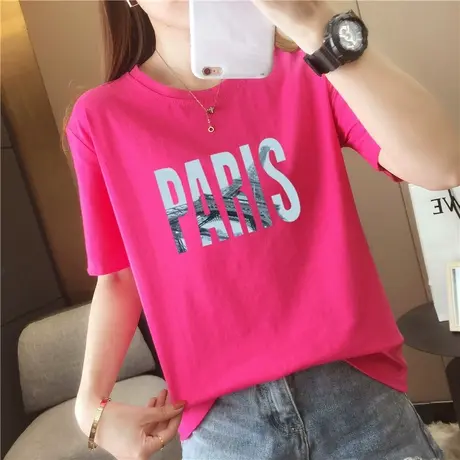 短袖t恤女2024年新款宽松大码春夏装ins潮设计感上衣纯棉短款半袖商品大图