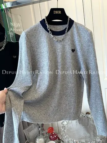 爱心针织衫毛衣打底衫今年流行漂亮百搭上衣内搭女装2023秋冬新款图片