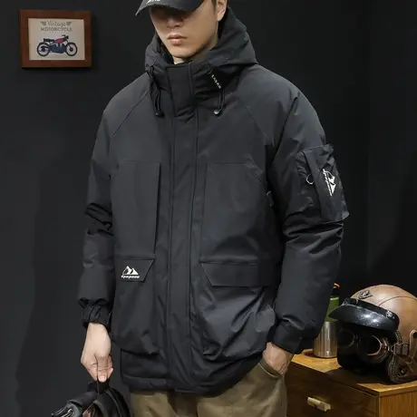 鸭绒新国标羽绒服男冬季连帽2023新款潮牌大码男士保暖外套中长款图片