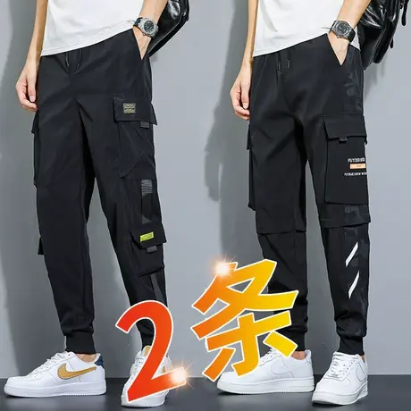 秋冬季男士工装裤修身运动裤子哈伦休闲裤韩版束脚裤冬款加绒长裤商品大图