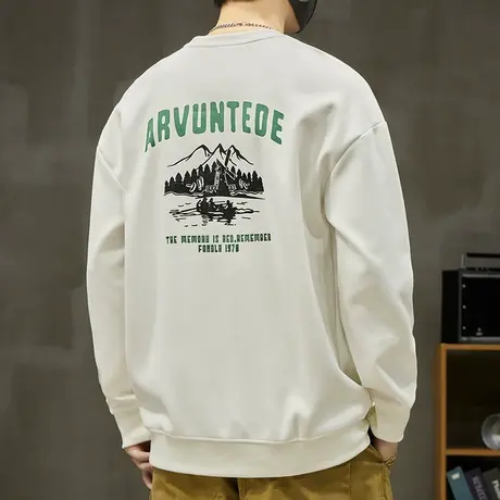 2024年新款春季潮牌痞帅印花圆领卫衣春秋款重磅长袖上衣春天男装商品大图