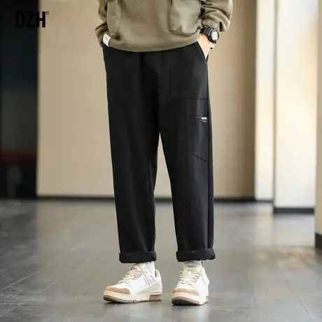 男士黑色裤子男款秋季直筒裤美式宽松休闲长裤2025新款工装裤男裤商品大图