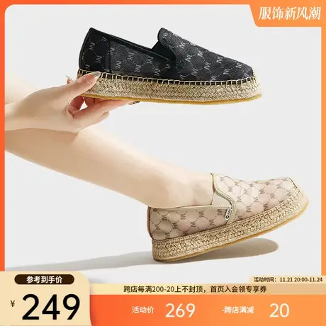 jm快乐玛丽渔夫鞋女2023夏季新款麻底懒人一脚蹬镂空透气休闲布鞋图片